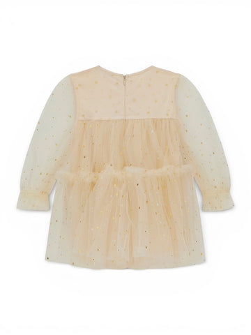 Guess Kids Mesh Sl Dress Ceremony - Abito Bambina - Beige