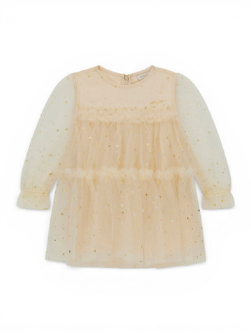 Guess Kids Mesh Sl Dress Ceremony - Abito Bambina - Beige