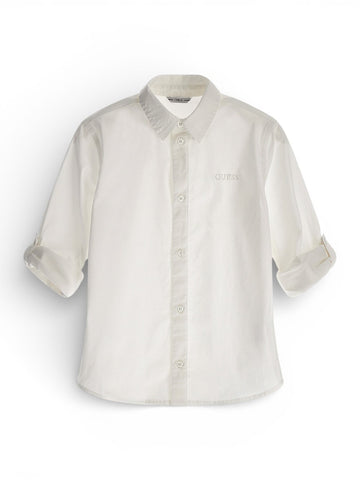 Guess Kids Str. Poplin Adj. Ls Shirt - Camicie Bambino - Bianco