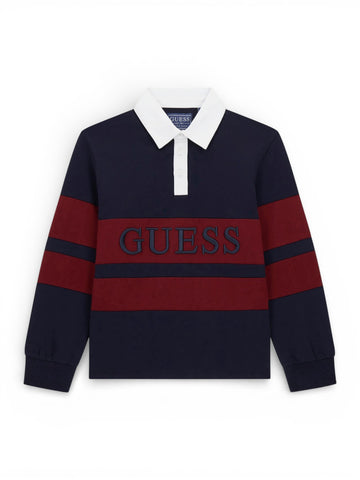 Guess Kids Heavy Jersey Ls Polo - T-Shirt Bambino - Blu