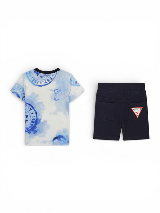 Guess Kids Set Ss T-Shirt+Active Shorts - Completo Bambino - Multicolore