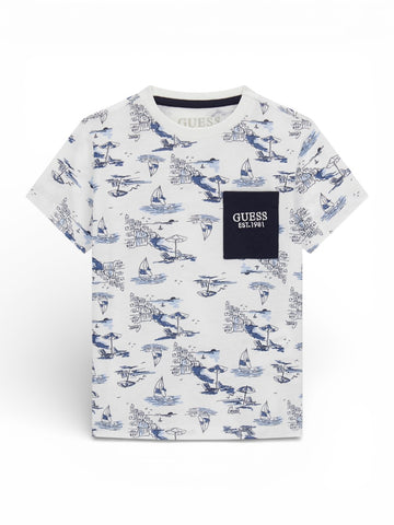 Guess Kids Ss T-shirt - T-Shirt Bambino - Bianco/blu