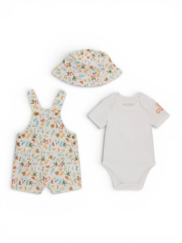 Guess Kids Set Ss Body+Seersucker Romper - Completo Bambino - Pure White