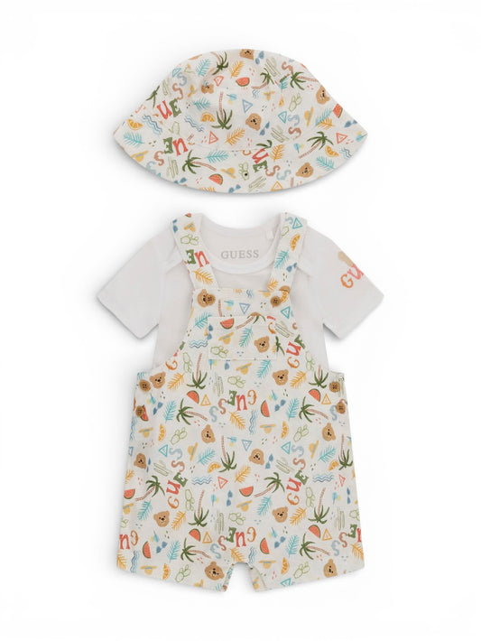 Guess Kids Set Ss Body+Seersucker Romper - Completo Bambino - Pure White