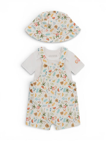 Guess Kids Set Ss Body+Seersucker Romper - Completo Bambino - Pure White
