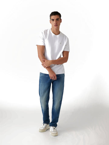 Guess Ss Cn Patch Tee - T-Shirt Uomo - Bianco
