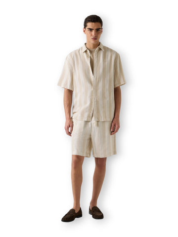 Guess Ss Macro Textured Jacqaurd Str - Camicie Uomo - Beige