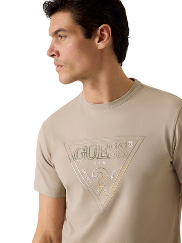 Guess Cn Ss Triangle Hd Multicolor T - T-Shirt Uomo - Beige