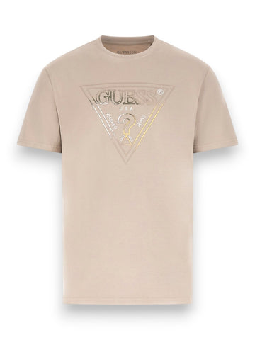 Guess Cn Ss Triangle Hd Multicolor T - T-Shirt Uomo - Beige
