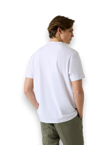 Guess Cn Ss Guess Logo Contrast Stit - T-Shirt Uomo - Bianco