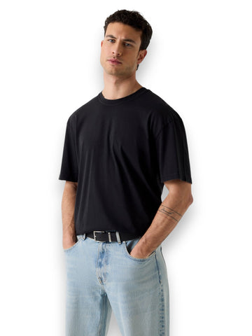 Guess Cn Ss Acid Wash Oversize Tee - T-Shirt Uomo - Nero