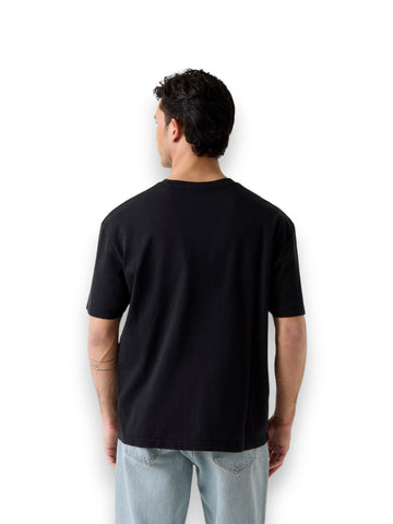 Guess Cn Ss Acid Wash Oversize Tee - T-Shirt Uomo - Nero