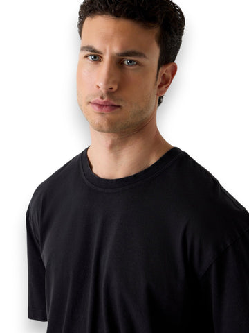 Guess Cn Ss Acid Wash Oversize Tee - T-Shirt Uomo - Nero