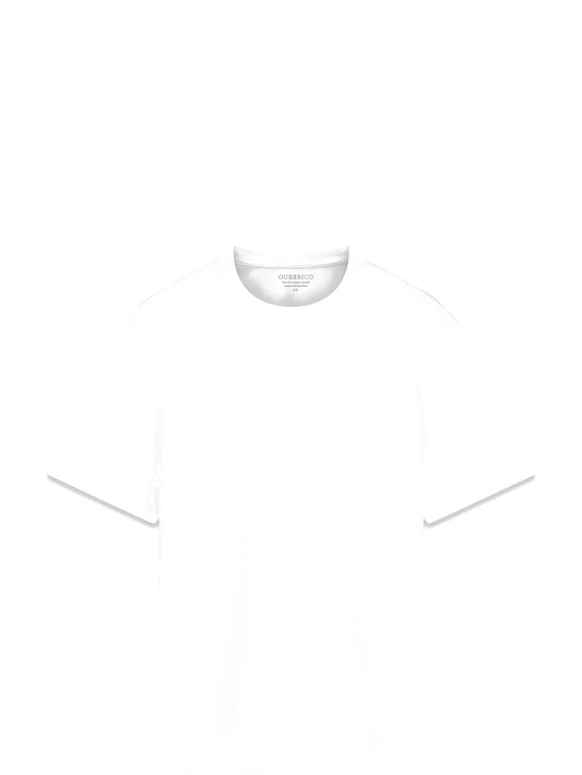 Guess Cn Ss Small Patch Cotton Modal - T-Shirt Uomo - Bianco