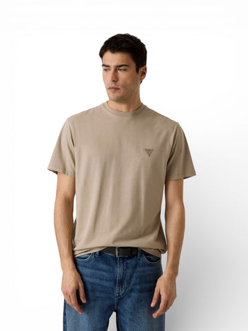 Guess Cn Ss Small Patch Cotton Modal - T-Shirt Uomo - Verde