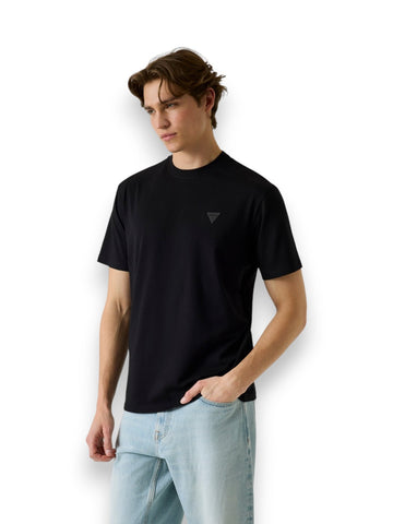 Guess Cn Ss Small Patch Cotton Modal - T-Shirt Uomo - Nero