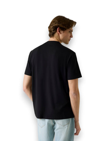 Guess Cn Ss Small Patch Cotton Modal - T-Shirt Uomo - Nero