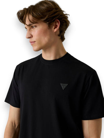 Guess Cn Ss Small Patch Cotton Modal - T-Shirt Uomo - Nero