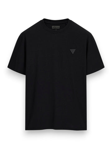 Guess Cn Ss Small Patch Cotton Modal - T-Shirt Uomo - Nero