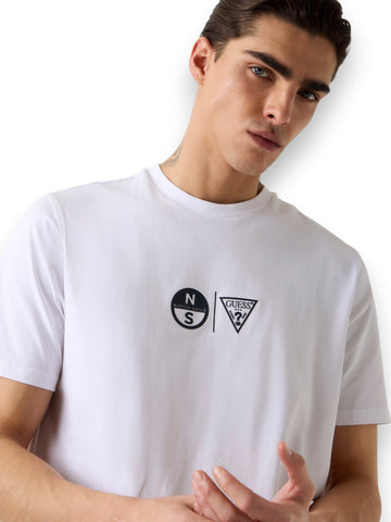 Guess Guessxns Ss Printed Cn T-Shi - T-Shirt Uomo - Bianco