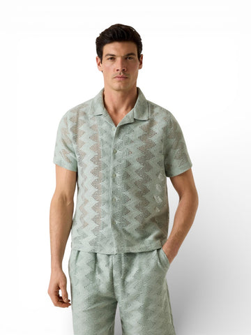 Guess Lattice Knit Shirt - T-Shirt Uomo - Verde