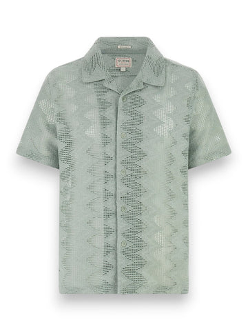 Guess Lattice Knit Shirt - T-Shirt Uomo - Verde