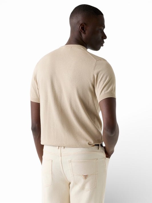 Guess Lewis Cn Ss Cotton Silk Swtr - Maglieria Uomo - Sabbia