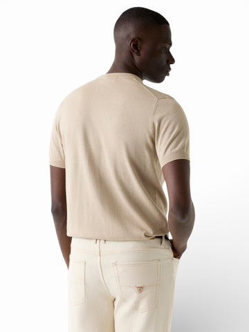 Guess Lewis Cn Ss Cotton Silk Swtr - Maglieria Uomo - Sabbia