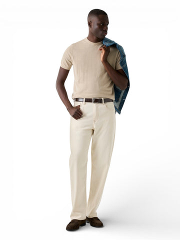 Guess Lewis Cn Ss Cotton Silk Swtr - Maglieria Uomo - Sabbia