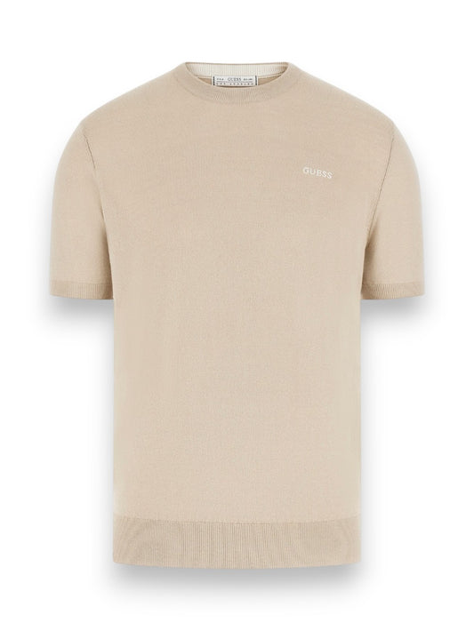 Guess Lewis Cn Ss Cotton Silk Swtr - Maglieria Uomo - Sabbia