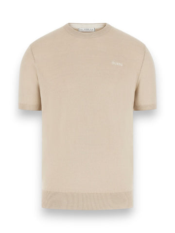 Guess Lewis Cn Ss Cotton Silk Swtr - Maglieria Uomo - Sabbia