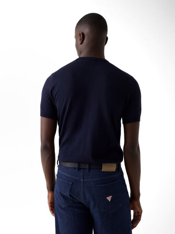 Guess Lewis Cn Ss Cotton Silk Swtr - Maglieria Uomo - Blu