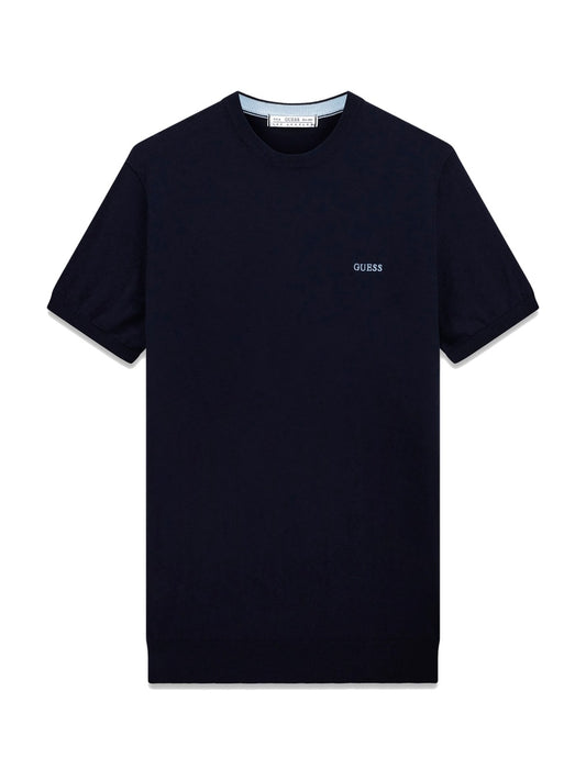 Guess Lewis Cn Ss Cotton Silk Swtr - Maglieria Uomo - Blu