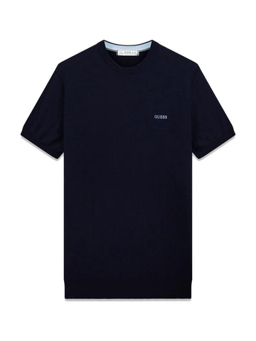 Guess Lewis Cn Ss Cotton Silk Swtr - Maglieria Uomo - Blu