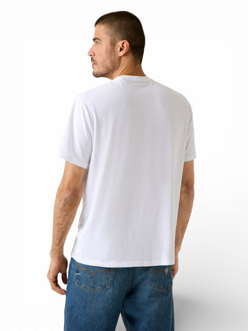 Guess Ss Cn Arm Logo Script Tee - T-Shirt Uomo - Bianco