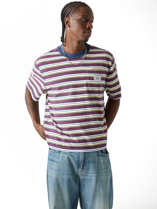 Guess Original Go Boxy Cropped Striped Pocket - T-Shirt Unisex - Sandy Shore