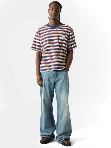 Guess Original Go Boxy Cropped Striped Pocket - T-Shirt Unisex - Sandy Shore