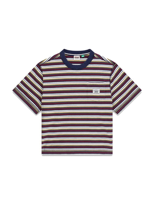Guess Original Go Boxy Cropped Striped Pocket - T-Shirt Unisex - Sandy Shore