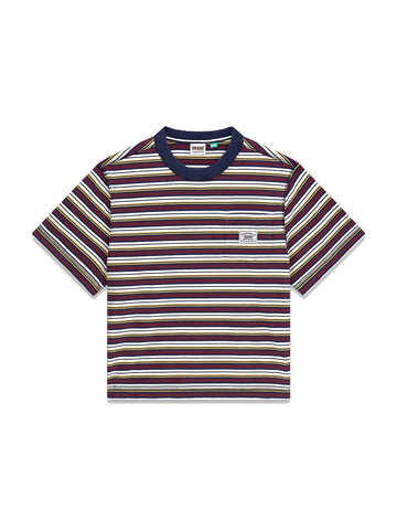 Guess Original Go Boxy Cropped Striped Pocket - T-Shirt Unisex - Sandy Shore