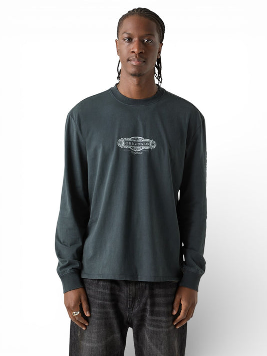 Guess Original Go Ls Graphic Tee - T-Shirt Unisex - Grigio Scuro