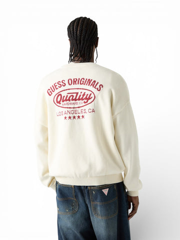 Guess Original Go Back Jacquard Sweater - Maglieria Uomo - Panna