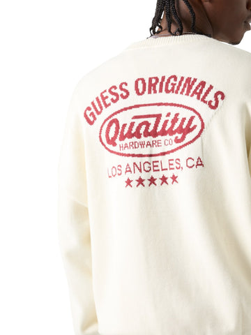 Guess Original Go Back Jacquard Sweater - Maglieria Uomo - Panna