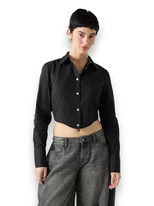 Guess Original Go Cropped Corset Shirt - Camicie Donna - Nero
