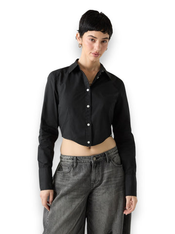 Guess Original Go Cropped Corset Shirt - Camicie Donna - Nero