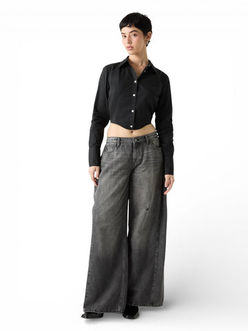 Guess Original Go Cropped Corset Shirt - Camicie Donna - Nero