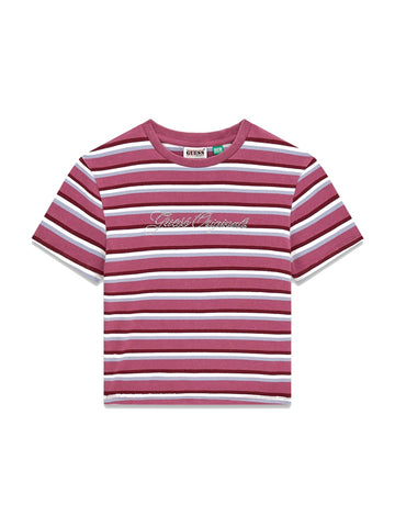 Guess Original Go Vintage Stripe Baby Tee - T-Shirt Donna - Purple Blush