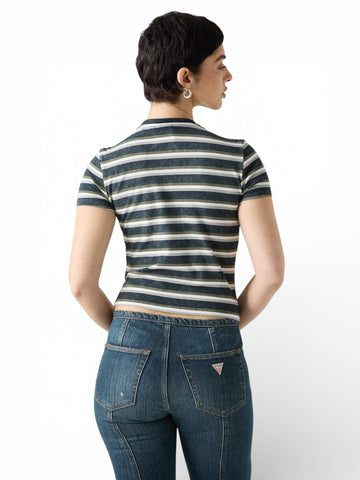 Guess Original Go Vintage Stripe Baby Tee - T-Shirt Donna - Multicolore