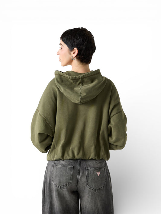 Guess Original Go Bubble Hem Os Hoodie - Felpe Donna - Verde