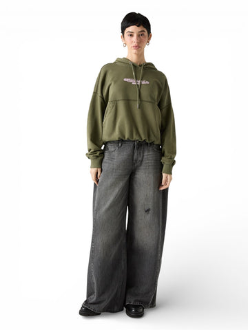 Guess Original Go Bubble Hem Os Hoodie - Felpe Donna - Verde