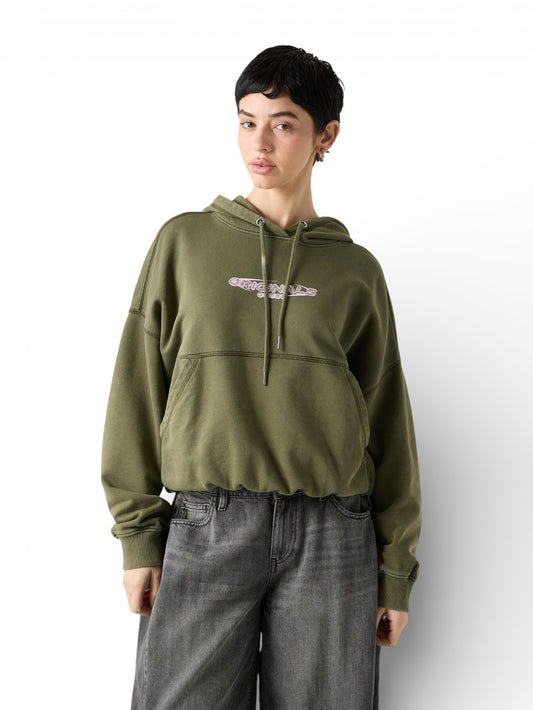 Guess Original Go Bubble Hem Os Hoodie - Felpe Donna - Verde